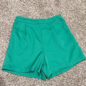 High Waist Green Women's Shorts